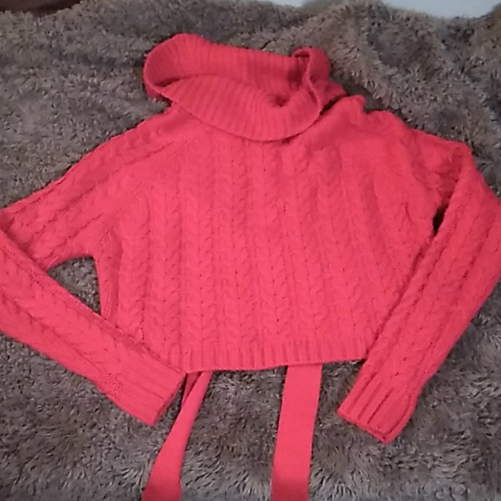 Red open back sweater
